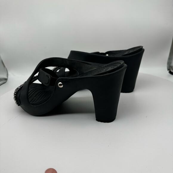 Crocs Cyprus IV Black Rhinestone Stacked Heel Sandals Women's Size 9 202267 - Picture 4 of 13